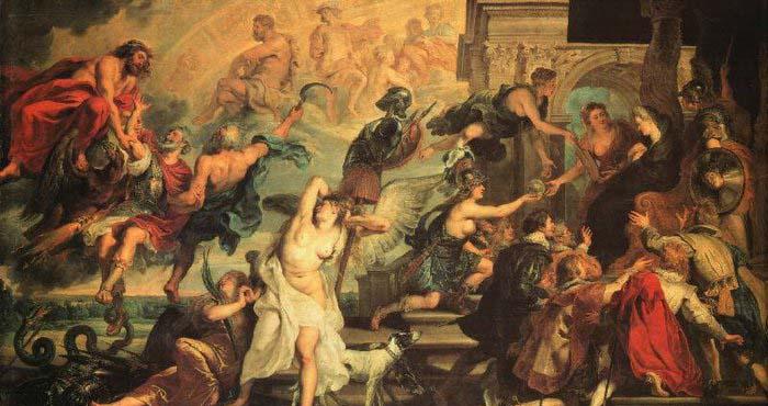 RUBENS, Pieter Pauwel The Apotheosis of Henry IV and the Proclamation of the Regency of Marie de Medicis on May oil painting picture